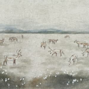 Akryylimaalaus Konto-akustiikkalevylle, "Hiljaisuuteen"