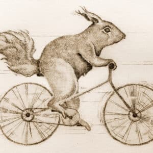 Grafiikka, kuivaneula "Oravanpyörä", saatavilla muutamia vedoksia