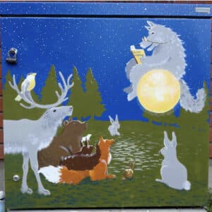 Sähkökaapin maalaus Kuusamon kirjastolle