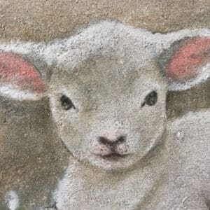 Akryylimaalaus akustiikkalevylle, yksityiskohta