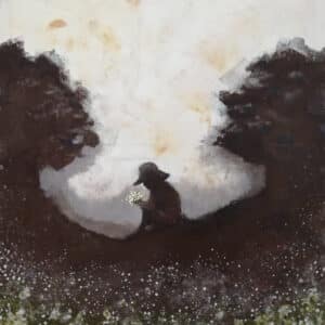 Akryylimaalaus "Valkovuokkometsässä"